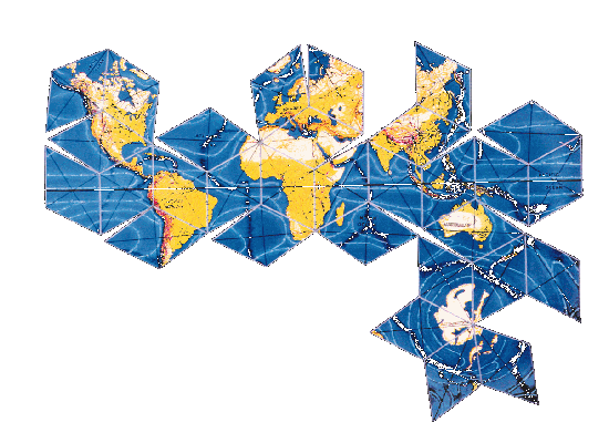 World Map Flat Globe. The EarthStar globe is