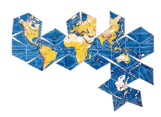 The EarthStar globe is projected onto 30 diamond shapes.