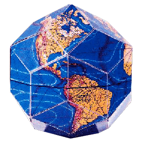 points on the EarthStar globe correspond to significant geologic features.