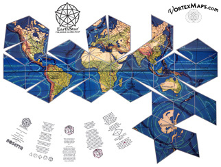 Earth Star world map can be displayed flat or assembled into a globe